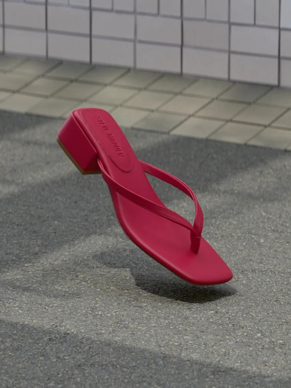 Steve Madden Caribbean Red Low Block Kitten Heel